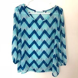 Peach Love Cream | Sheer Chevron Blouse